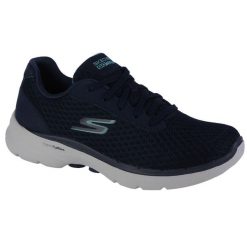 Buty sportowe Sneakersy damskie, Skechers Go Walk 6 - Iconic Vision. Niebieskie obuwie sportowe damskie Skechers, bez wzorów, bez zapięcia, trekkingowe. Za 309.99 zł.