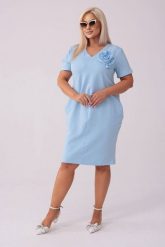 Błękitna sukienka Eloise - Casualowa Elegancja PLUS SIZE XXL LATO. Niebieskie sukienki damskie Moda Size Plus Iwanek, na co dzień, na lato, l, bez wzorów, z bawełny, eleganckie, bez kołnierzyka, plus size, bez ramiączek, mini, oversize. Za 249.90 zł.