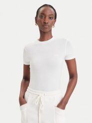 Guess T-Shirt O6BM13 K5058 Kremowy Slim Fit. Białe t-shirty damskie Guess, s, z aplikacjami, z lyocellu, bez kołnierzyka, bez ramiączek. Za 154.99 zł.