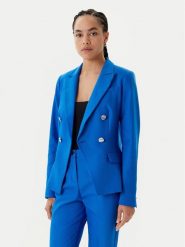 Morgan Marynarka 251-VPKY.F Niebieski Slim Fit. Niebieskie marynarki i żakiety damskie Morgan, bez wzorów, z syntetyku, bez kołnierzyka, bez ramiączek. Za 339.99 zł.