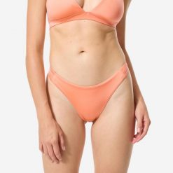 Dół kostiumu kąpielowego surfingowego damski Decathlon Naïs. Brązowe bikini Decathlon, bez wzorów, z elastanu. Za 39.99 zł.