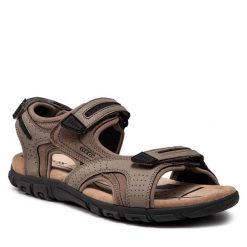 Sandały Geox. Brązowe sandały męskie Geox, bez wzorów, bez zapięcia. Za 239.99 zł.