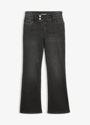 Jeansy bootcut z wysokim stanem. Czarne jeansy damskie bonprix, bez wzorów, z jeansu, z podwyższonym stanem. Za 154.99 zł.