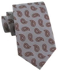 Męski Krawat - Popielaty w Brązowe Paisley - Alties. Szare krawaty i muchy Alties, bez wzorów, z tkaniny, eleganckie. Za 55.00 zł.