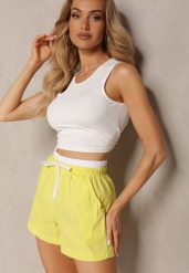 Żółte Szorty z Bawełny z Gumką w Talii Timapella. Żółte szorty damskie Renee, z aplikacjami, z bawełny, eleganckie. Za 34.99 zł.