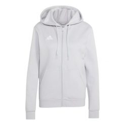 Bluza damska adidas Entrada 26 Full Zip Hoodie. Białe bluzy damskie Adidas, bez wzorów, z bawełny, bez ramiączek, bez kaptura. Za 146.99 zł.