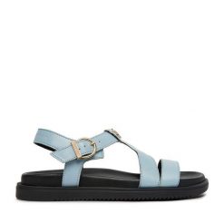 Sandały Beverly Hills Polo Club. Niebieskie sandały damskie Beverly Hills Polo Club, bez wzorów, bez obcasa, na płaskiej podeszwie, bez zapięcia. Za 279.99 zł.