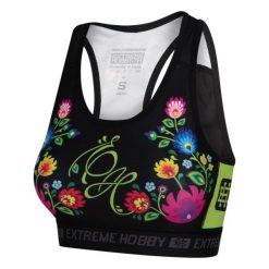 Stanik sportowy fitness siłownia MMA EXTREME HOBBY FOLK. Czarne bielizna sportowa damska EXTREME HOBBY, s, bez wzorów, z elastanu. Za 129.00 zł.