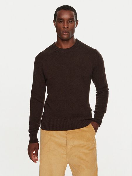 AMI Paris Sweter HKS057005 Brązowy Regular Fit. Brązowe swetry męskie AMI PARIS, l, bez wzorów, z kaszmiru, bez kołnierzyka, bez ramiączek. Za 1,299.00 zł.