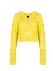 Pinko Sweter "Ideal" | 1G17V2 | Kobieta | Żółty. Żółte swetry nierozpinane damskie Pinko, s, bez wzorów, z elastanu, eleganckie, bez kołnierzyka, bez ramiączek. W wyprzedaży za 399.00 zł.