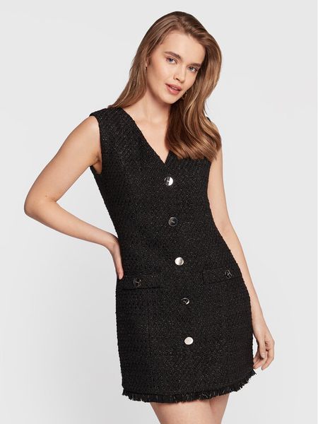 Liu Jo Sukienka codzienna CF2291 T2491 Czarny Regular Fit. Czarne sukienki damskie Liu Jo, na co dzień, bez wzorów, z bawełny, bez kołnierzyka, bez ramiączek, proste. Za 679.99 zł.