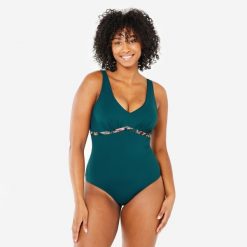 Strój jednoczęściowy do aquafitness damski Nabaiji 100 Rosy Ara. Czarne stroje kąpielowe damskie Decathlon, l, bez wzorów, z materiału. Za 139.99 zł.