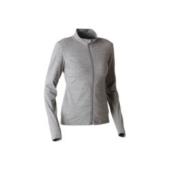 Bluza na zamek Gym & Pilates 100 damska. Czarne bluzy damskie DOMYOS, xl, bez wzorów, z bawełny, bez ramiączek, bez kaptura. W wyprzedaży za 39.99 zł.