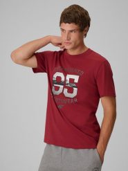 4F T-shirt regular z nadrukiem męski - czerwony XXL. Czerwone t-shirty męskie 4F, m, bez wzorów, z bawełny, bez kołnierzyka, bez ramiączek. Za 79.99 zł.