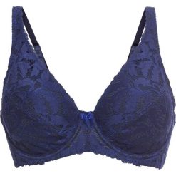 Biustonosz na fiszbinach bonprix ciemnoniebiesko-szafirowy. Niebieskie biustonosze bonprix, z aplikacjami, z koronki. Za 37.99 zł.
