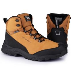 Buty zimowe męskie trekkingowe DK HIKER. Brązowe trekkingi męskie DK, na zimę, bez zapięcia. Za 169.00 zł.