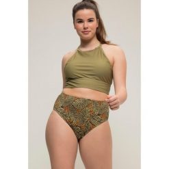 Damskie Figi od bikini nadruk w liście wysoki stan. Zielone bikini Ulla Popken, bez wzorów, z elastanu. Za 93.99 zł.