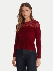 Guess Sweter W5BR62 Z0890 Czerwony Slim Fit. Czerwone swetry nierozpinane damskie Guess, xs, z aplikacjami, z syntetyku, bez kołnierzyka, bez ramiączek. Za 279.99 zł.