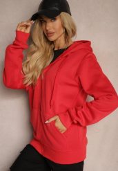 Czerwona Casualowa Rozpinana Bluza z Kapturem i Polarem Shuberta. Czerwone bluzy damskie Renee, l, bez wzorów, z polaru, biznesowe, bez ramiączek, z kapturem. Za 54.99 zł.