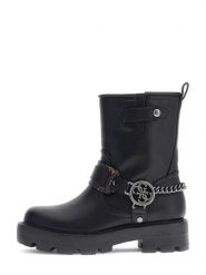 Guess Kozaki 184525 Czarny. Czarne kozaki damskie Guess, z aplikacjami, bez obcasa, na słupku, bez zapięcia. Za 674.99 zł.