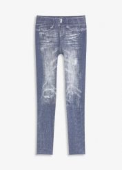 Ocieplane legginsy z miękką spodnią stroną. Niebieskie legginsy damskie bonprix, bez wzorów. Za 49.99 zł.