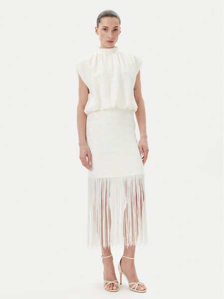 Bruuns Bazaar Sukienka koktajlowa Pentzia Malisa BBW4432 Biały Regular Fit. Białe sukienki damskie Bruuns Bazaar, bez wzorów, z syntetyku, wizytowe, bez kołnierzyka, bez ramiączek. Za 379.99 zł.