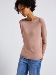 Street One Sweter z dzianiny Kobiety drobna dzianina różowy|pomarańczowy, 38. Brązowe swetry nierozpinane damskie Street One, na jesień, bez wzorów, z bawełny, street, bez kołnierzyka, bez ramiączek. Za 169.95 zł.