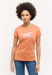 DAMSKA KOSZULKA MUSTANG T-shirty LOGO Loa Dusted Clay 1015161 7265. Białe bluzki damskie Mustang, l, bez wzorów, z bawełny, eleganckie, bez kołnierzyka, bez ramiączek. Za 69.99 zł.