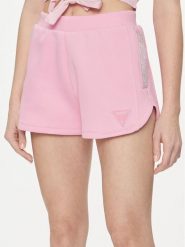 Guess Szorty materiałowe Kiara V4GD16 FL04P Różowy Regular Fit. Czerwone szorty damskie Guess, z aplikacjami, z materiału. Za 289.99 zł.