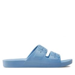 Klapki Freedom Moses. Niebieskie klapki damskie Freedom moses, bez wzorów, bez obcasa, bez zapięcia. Za 299.99 zł.