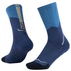 Skarpetki sportowe dla dorosłych Merino Midweight Crew Socks. Niebieskie skarpetki damskie Buff, bez wzorów, z elastanu. Za 109.99 zł.