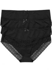 Figi panty z mikrofibry (3 pary). Czarne majtki damskie bonprix, z mikrofibry. Za 54.99 zł.