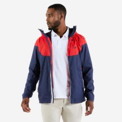 Kurtka żeglarska Tribord Sailing 100. Czerwone kurtki męskie TRIBORD, s, bez wzorów, z materiału, sportowe, bez kaptura. Za 129.99 zł.