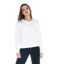 Damska bluza z okrągłym dekoltem Cristal Shine. Białe bluzy damskie LEONE 1947 APPAREL, l, bez wzorów, z tkaniny, sportowe, bez ramiączek, bez kaptura. W wyprzedaży za 154.80 zł.