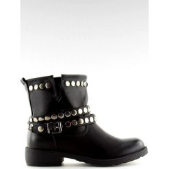 Botki militarne czarne A89811 Black. Czarne botki damskie ButyModne, bez wzorów, ze skóry ekologicznej, eleganckie, bez obcasa, na płaskiej podeszwie, bez zapięcia. W wyprzedaży za 96.37 zł.