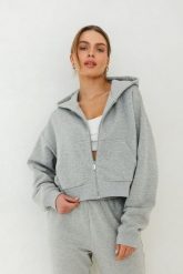 BLUZA AGA SZARY MELANŻ L - Flawless. Szare bluzy damskie Flawless, l, bez wzorów, z bawełny, bez ramiączek, bez kaptura. Za 396.00 zł.