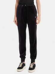 Guess Spodnie dresowe V3BB27 K0232 Czarny Regular Fit. Czarne spodnie dresowe damskie Guess, z aplikacjami, z dresówki. Za 249.99 zł.