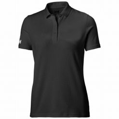 Damska koszulka polo Helly Hansen crew tech. Czarne bluzki damskie Helly Hansen, bez wzorów, sportowe, bez kołnierzyka, bez ramiączek. Za 300.00 zł.