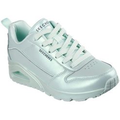 Buty sportowe damskie Skechers Uno Galactic Gal. Niebieskie obuwie sportowe damskie Skechers, bez wzorów, ze skóry ekologicznej, bez zapięcia. W wyprzedaży za 490.00 zł.