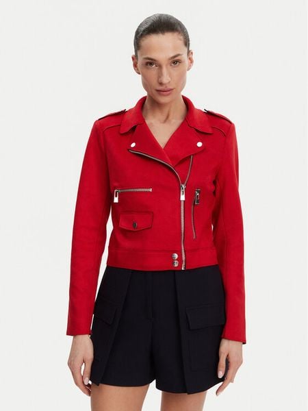 Morgan Kurtka z imitacji skóry 241-GOUSMI Czerwony Regular Fit. Czerwone kurtki damskie Morgan, bez wzorów, ze skóry, bez kaptura. Za 199.99 zł.