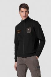 AERONAUTICA MILITARE Czarna męska bluza rozpinana. Czarne bluzy męskie Aeronautica Militare, l, bez wzorów, bez ramiączek, bez kaptura. W wyprzedaży za 589.99 zł.