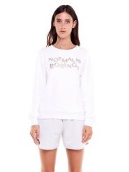 Bluza damska w kolorze złotym i srebrnym. Białe bluzy damskie LEONE 1947 APPAREL, l, bez wzorów, z bawełny, sportowe, bez ramiączek, z kapturem. Za 105.21 zł.