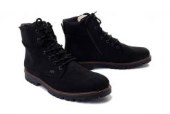 RIEKER TEX F3606-00 black, trzewiki męskie. Czarne botki męskie Rieker, na zimę, bez wzorów, z wełny, bez obcasa, bez zapięcia. Za 469.90 zł.