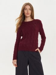 Tommy Hilfiger Sweter WW0WW43586 Bordowy Regular Fit. Czerwone swetry nierozpinane damskie Tommy Hilfiger, s, bez wzorów, z wełny, bez kołnierzyka, bez ramiączek. Za 559.99 zł.