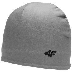 Czapka funkcyjna 4F. Szare czapki damskie 4F, na zimę, bez wzorów, z materiału, sportowe. Za 48.99 zł.
