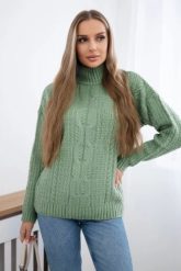 Sweter z półgolfem ciemny miętowy. Zielone swetry nierozpinane damskie KESI, na jesień, l, bez wzorów, z wełny, eleganckie, bez kołnierzyka, plus size, bez ramiączek. Za 150.97 zł.
