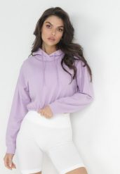 Fioletowa Bluza Chlororeia. Fioletowe bluzy damskie Born2be, l, bez wzorów, z dzianiny, casualowe, bez ramiączek, z kapturem. Za 34.99 zł.