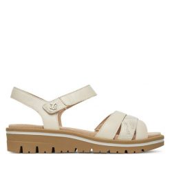 Sandały Caprice. Brązowe sandały damskie Caprice, bez wzorów, bez obcasa, na koturnie, bez zapięcia. Za 219.99 zł.