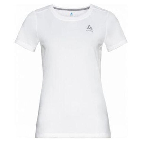 Koszulka tech. damska Odlo T-shirt crew neck s/s F-DRY. Białe bluzki damskie ODLO, s, bez wzorów, sportowe, bez kołnierzyka, bez ramiączek. Za 239.99 zł.