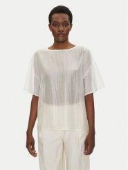 Bomboogie Bluzka SW9008TLYA5 Biały Relaxed Fit. Białe bluzki damskie Bomboogie, bez wzorów, z lyocellu, bez kołnierzyka, bez ramiączek. Za 239.99 zł.